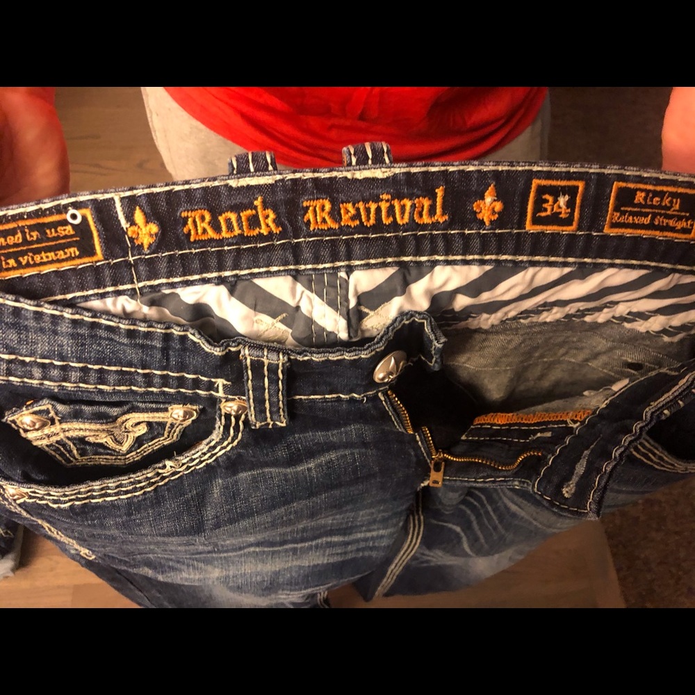 Men’s stonewash denim size 34 Rock Revival Jeans